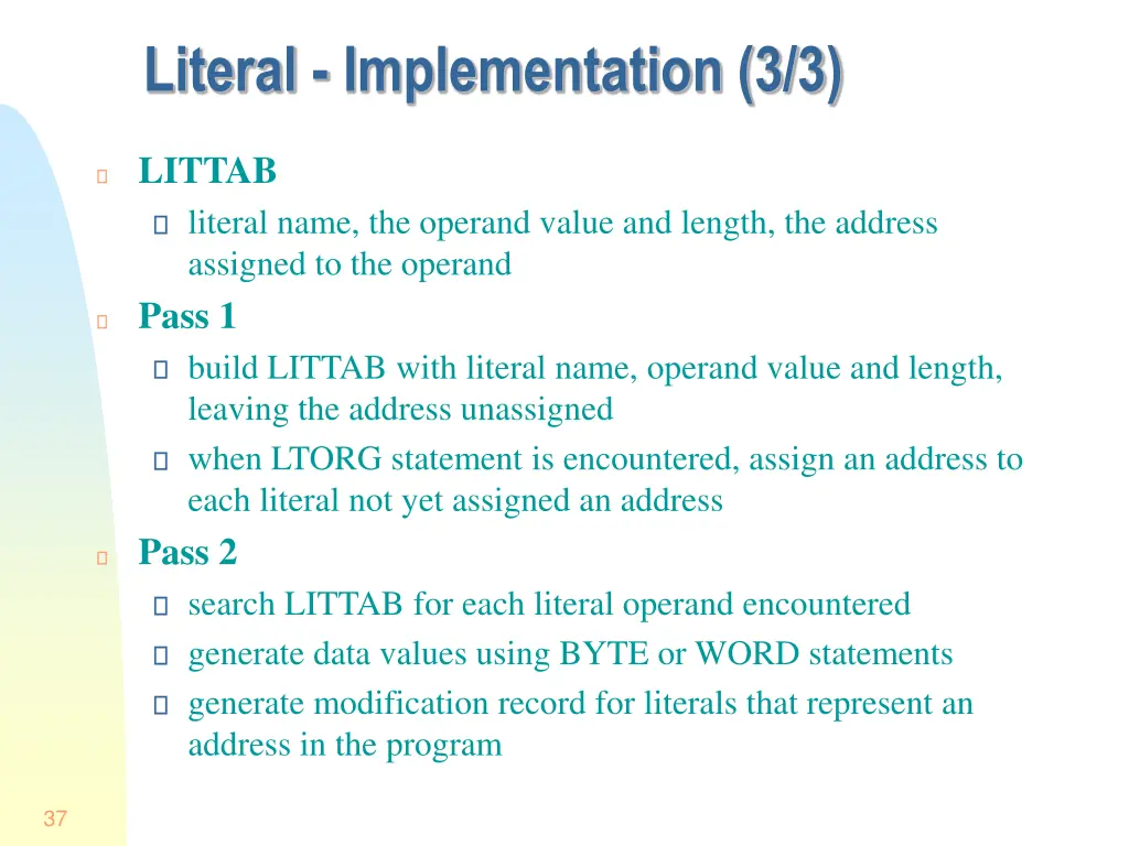 literal implementation 3 3