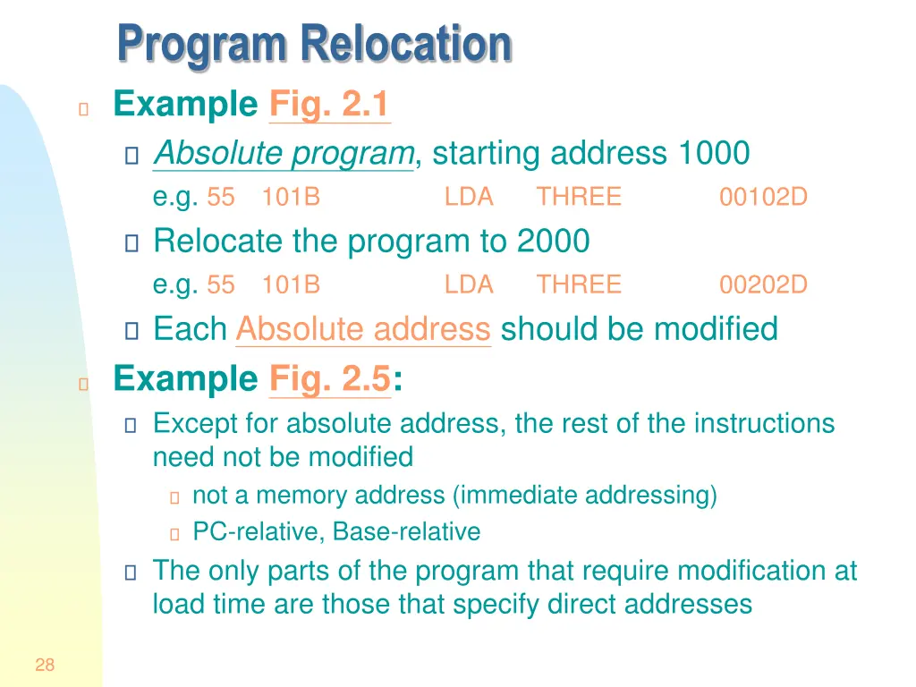 program relocation example fig 2 1 absolute