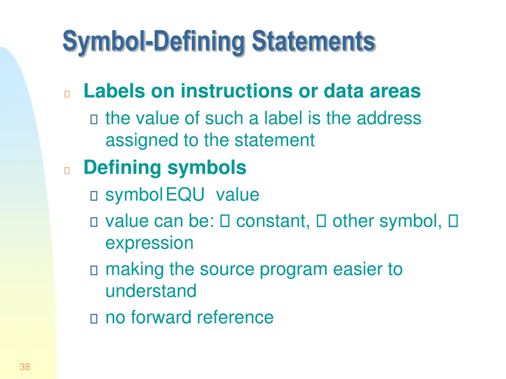 symbol defining statements