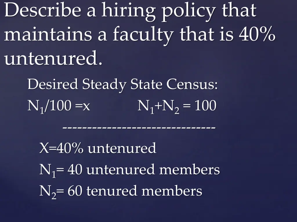 describe a hiring policy that maintains a faculty 1