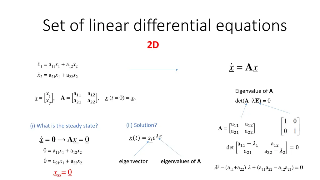 set of linear differential equations 2d 1