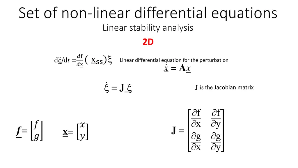 set of non linear differential equations linear 2