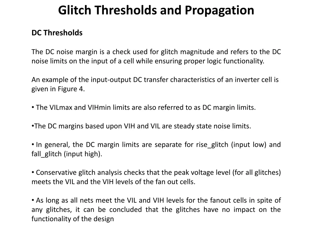 glitch thresholds and propagation