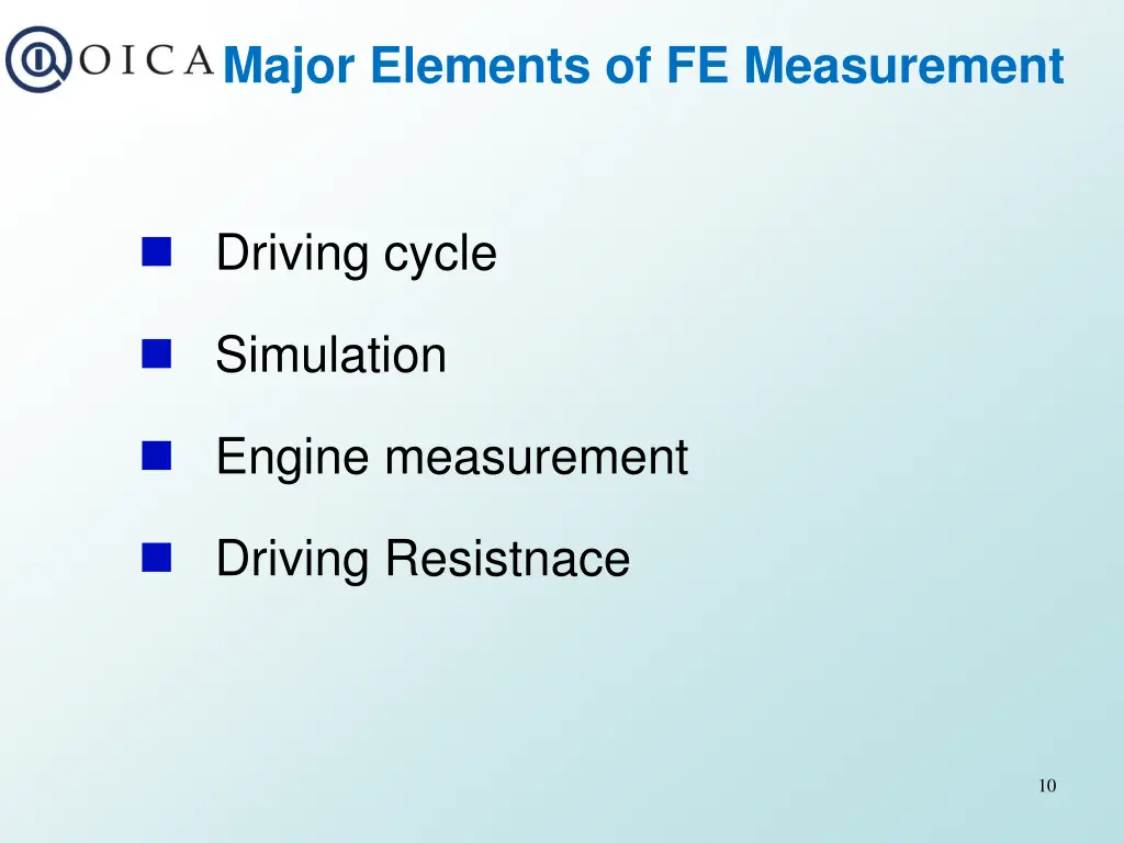 major elements of fe measurement