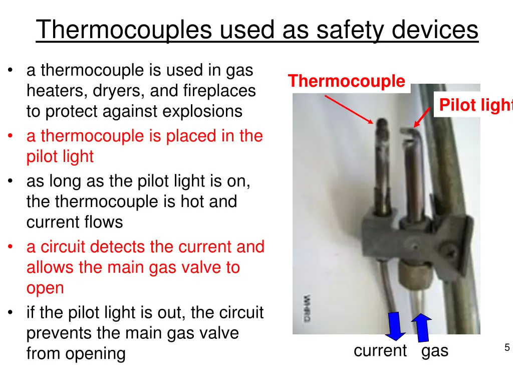 thermocouples used as safety devices