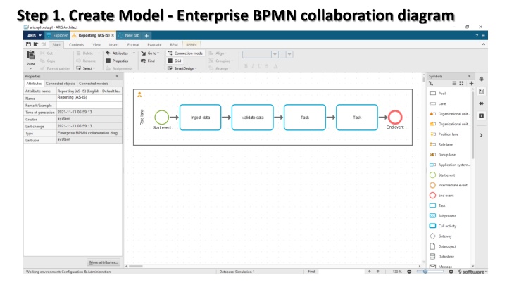 step 1 create model enterprise bpmn collaboration