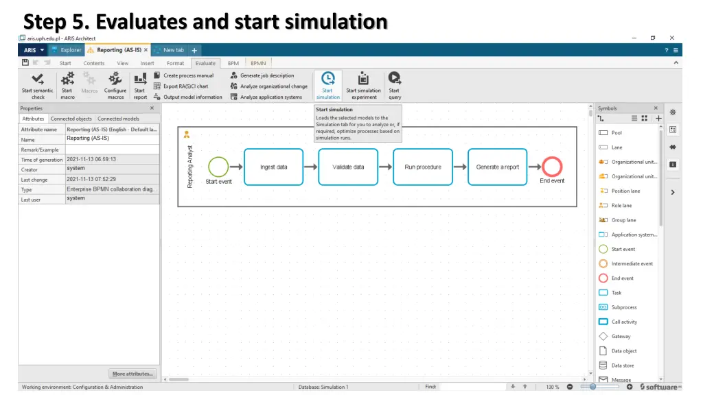 step 5 evaluates and start simulation