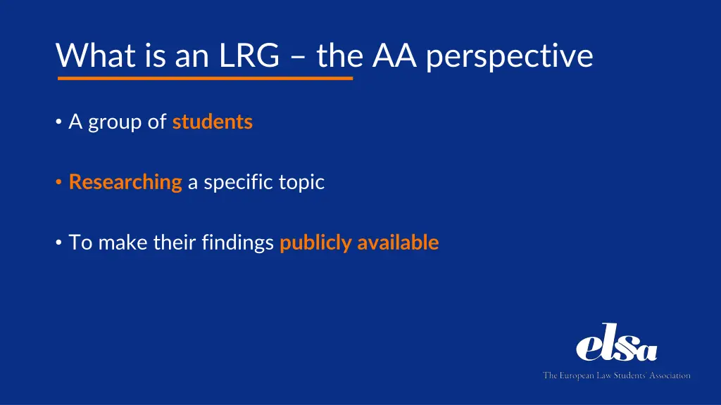 what is an lrg the aa perspective