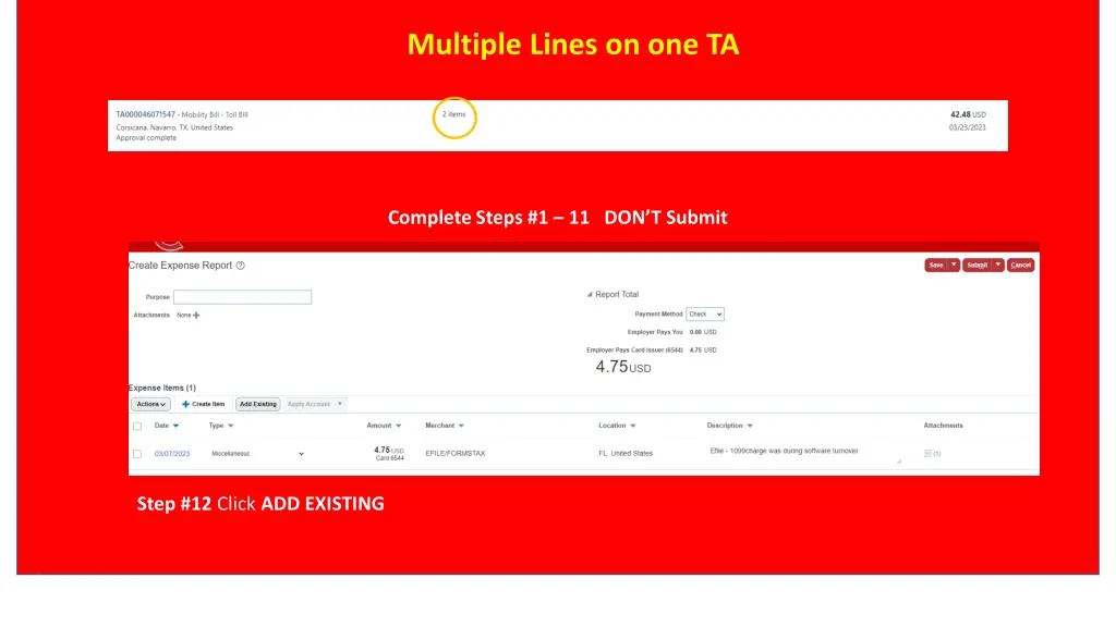 multiple lines on one ta