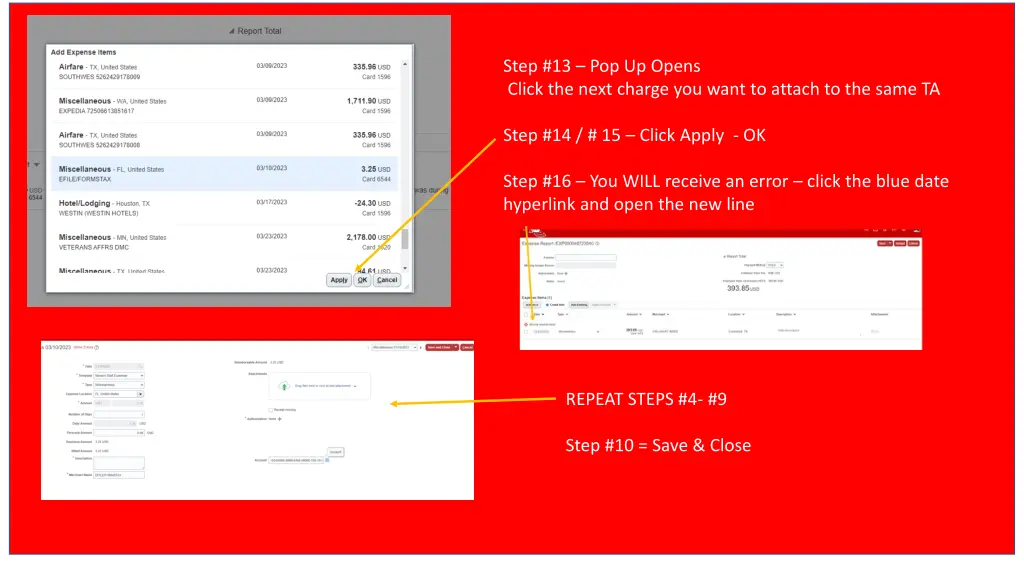 step 13 pop up opens click the next charge