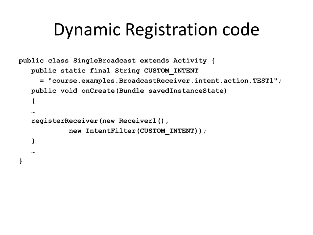 dynamic registration code