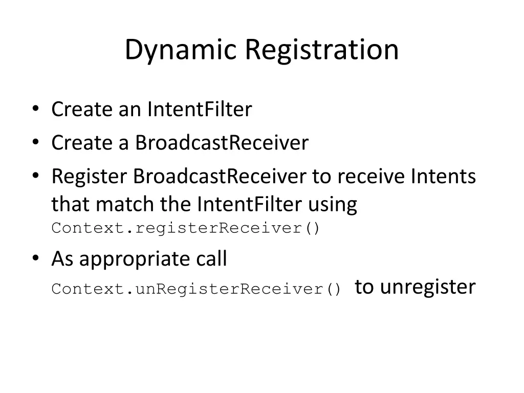 dynamic registration