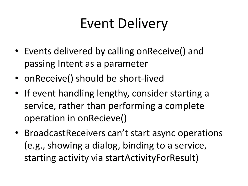 event delivery