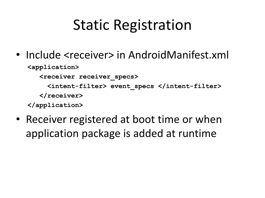 static registration