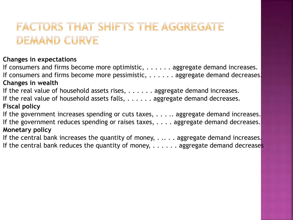 factors that shifts the aggregate demand curve