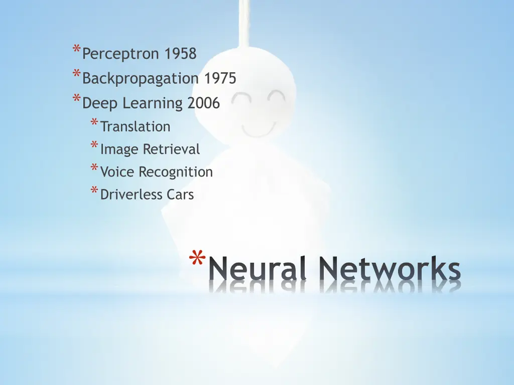 perceptron 1958 backpropagation 1975 deep