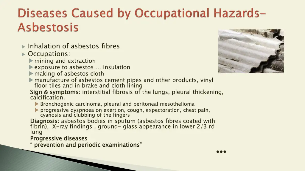 inhalation of asbestos fibres occupations mining
