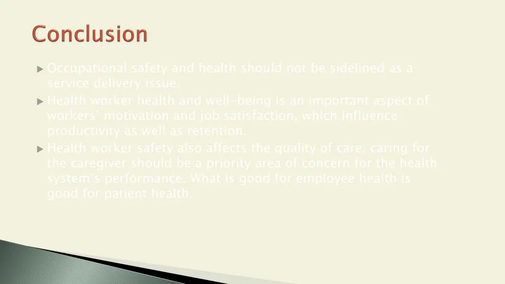 occupational safety and health should
