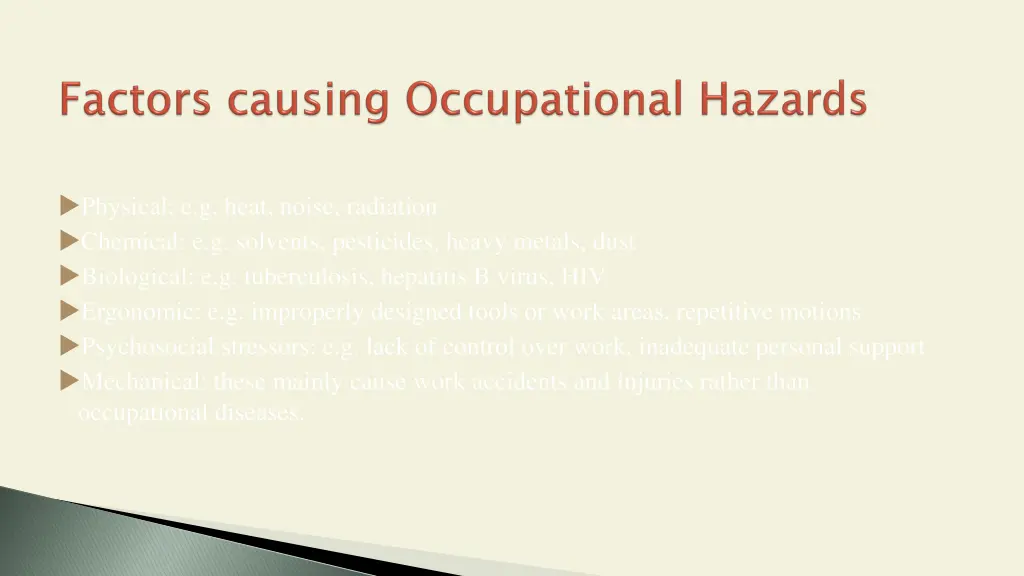 physical e g heat noise radiation chemical