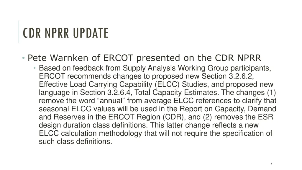 cdr nprr update