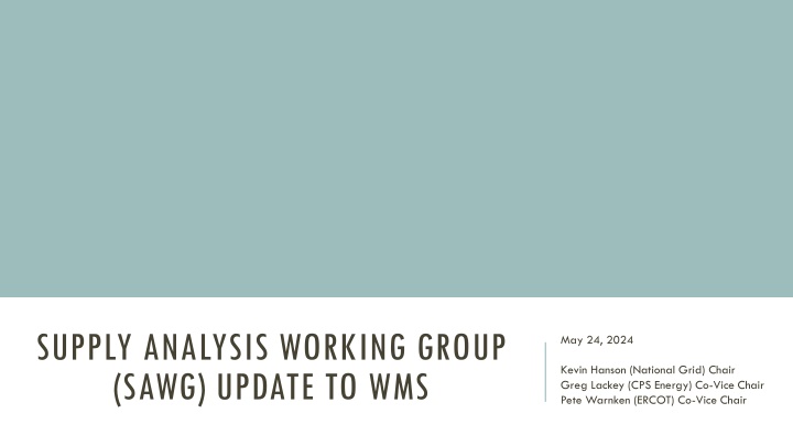supply analysis working group sawg update to wms
