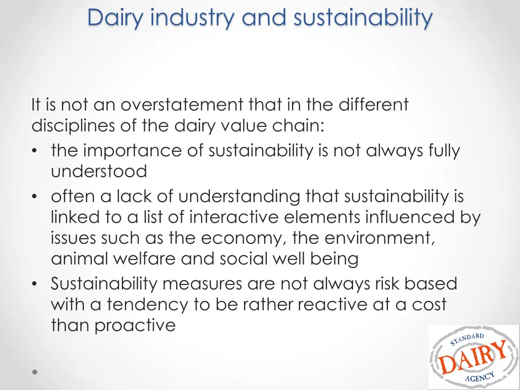 dairy industry and sustainability