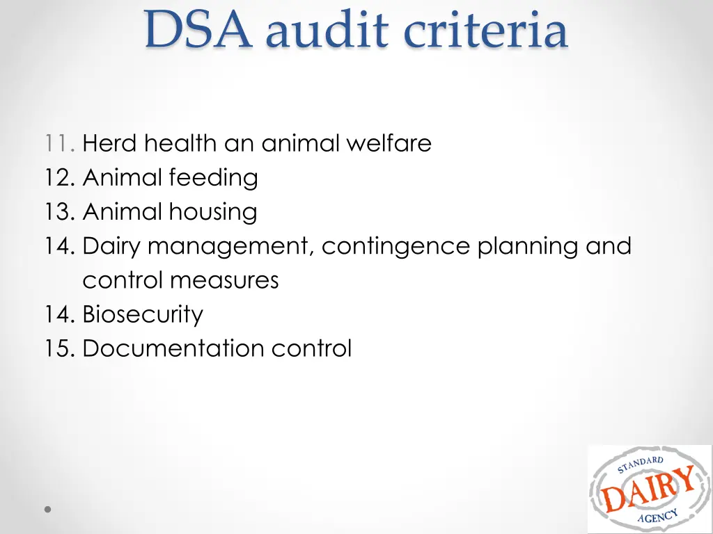 dsa audit criteria 1