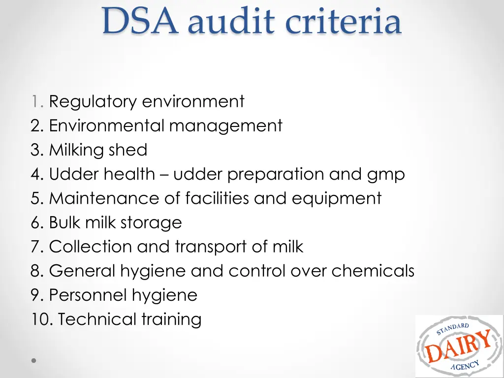 dsa audit criteria