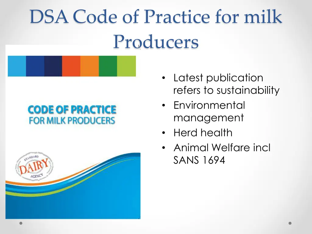 dsa code of practice for milk producers
