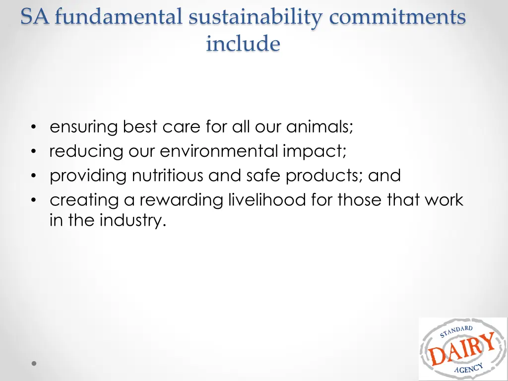 sa fundamental sustainability commitments include