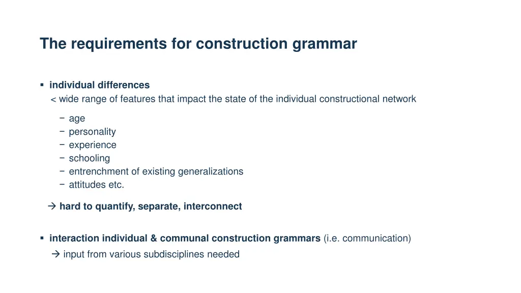 the requirements for construction grammar