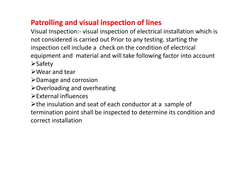 patrolling and visual inspection of lines visual