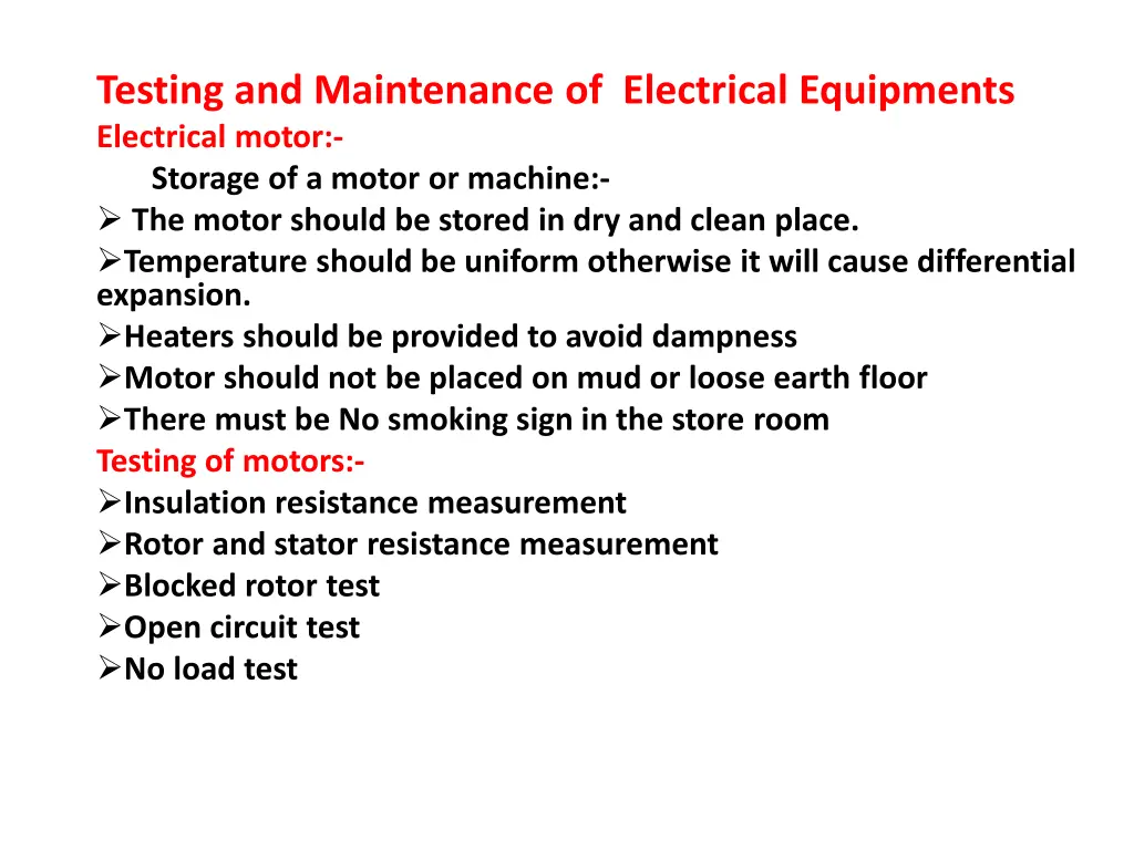 testing and maintenance of electrical equipments