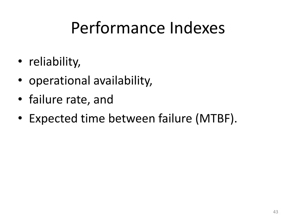 performance indexes