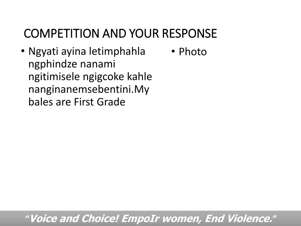competition and your response competition