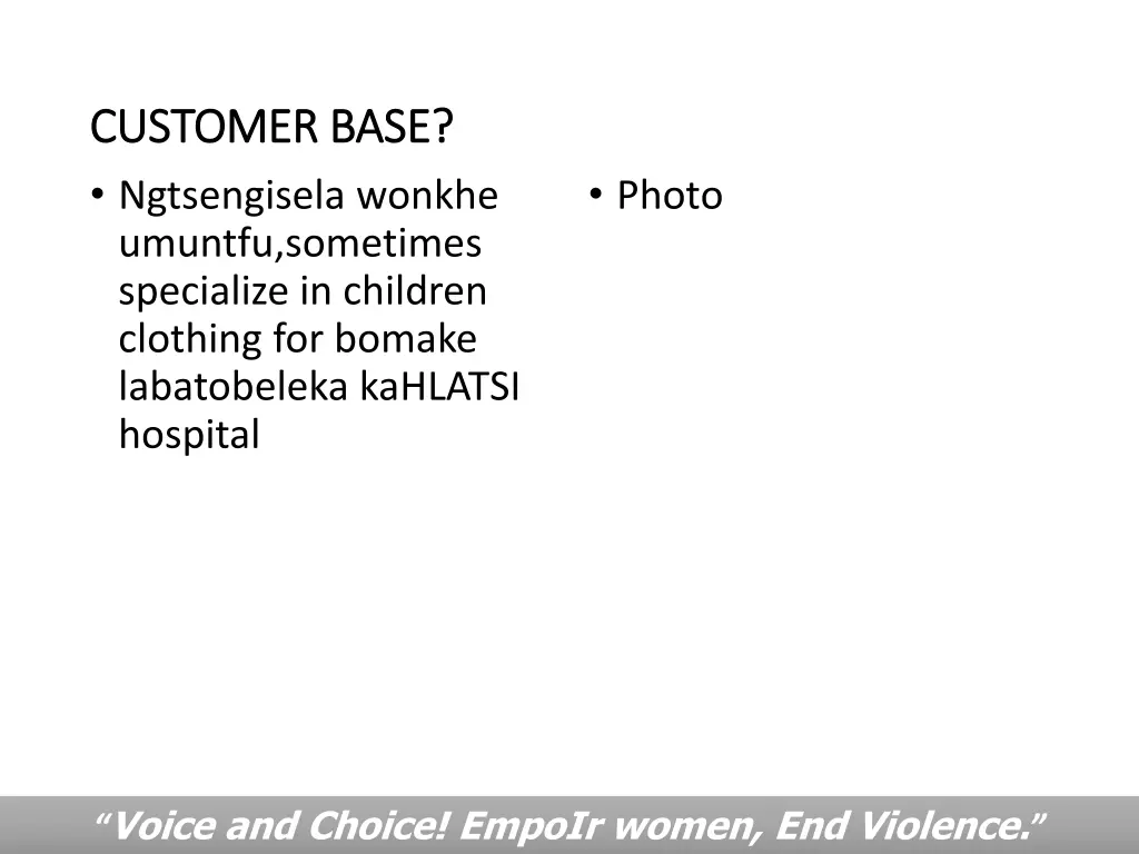 customer base customer base ngtsengisela wonkhe