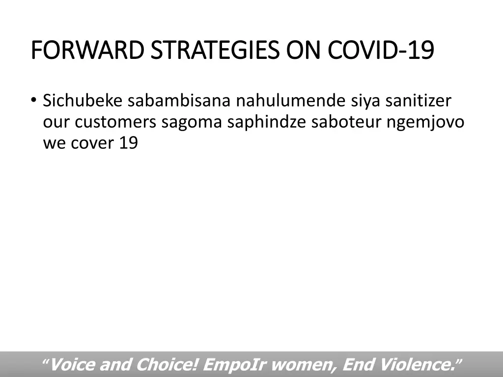 forward strategies on covid forward strategies