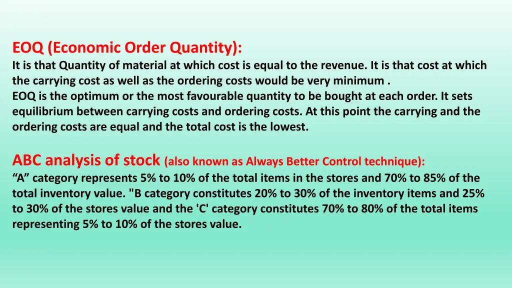 eoq economic order quantity it is that quantity