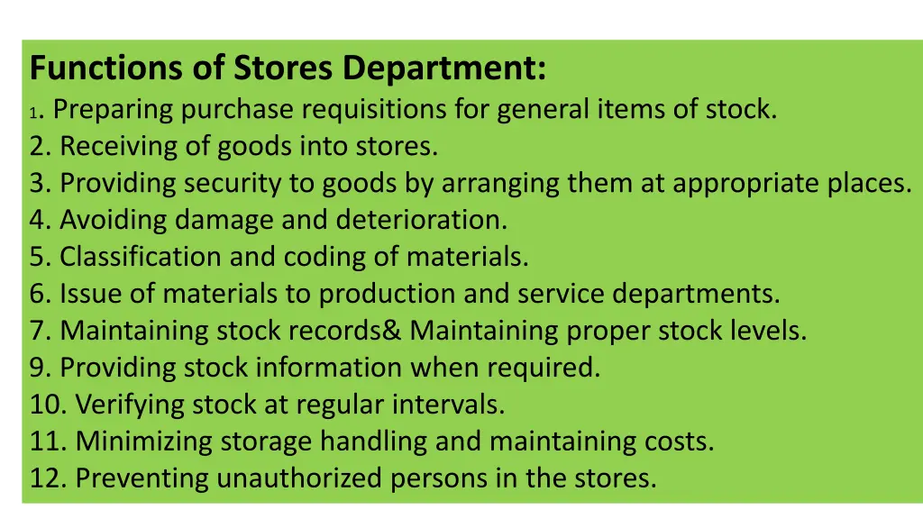functions of stores department 1 preparing