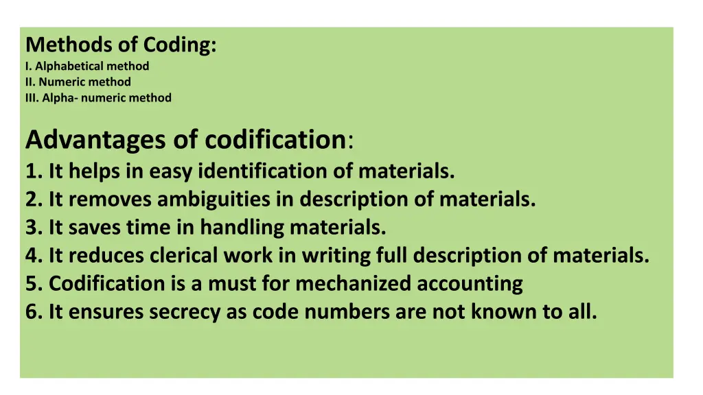 methods of coding i alphabetical method