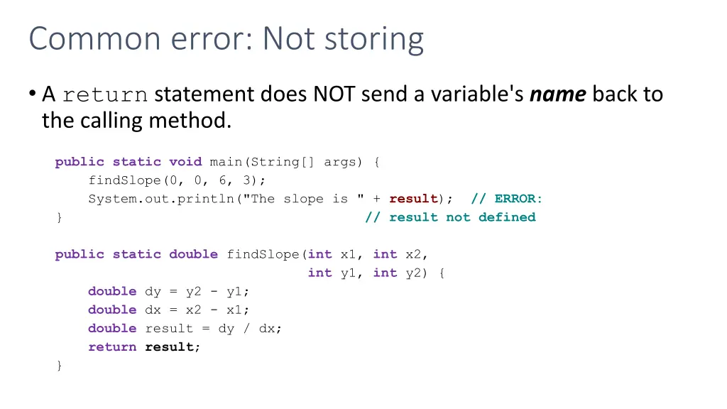 common error not storing