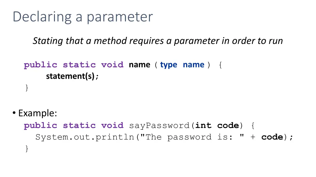 declaring a parameter