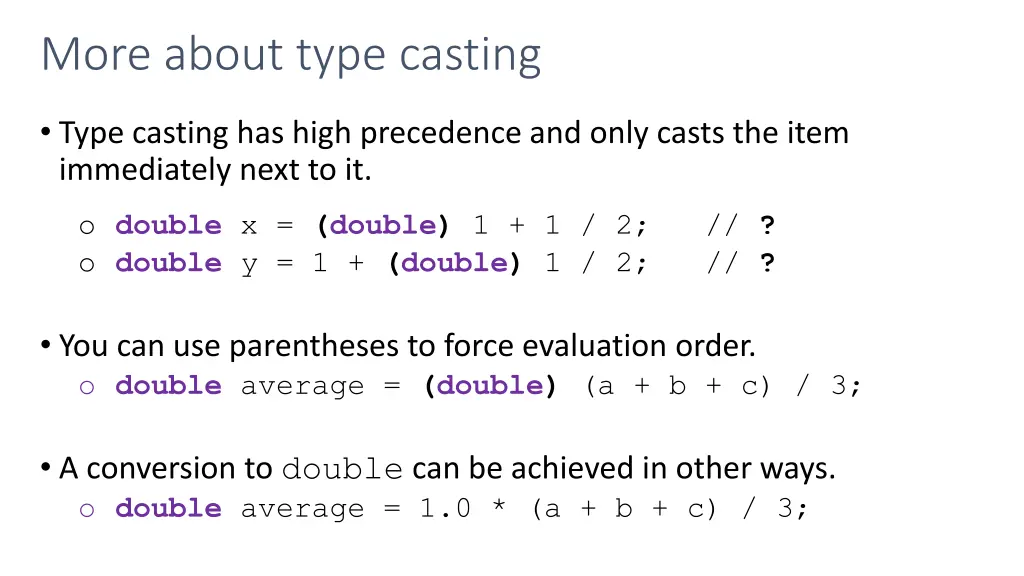 more about type casting