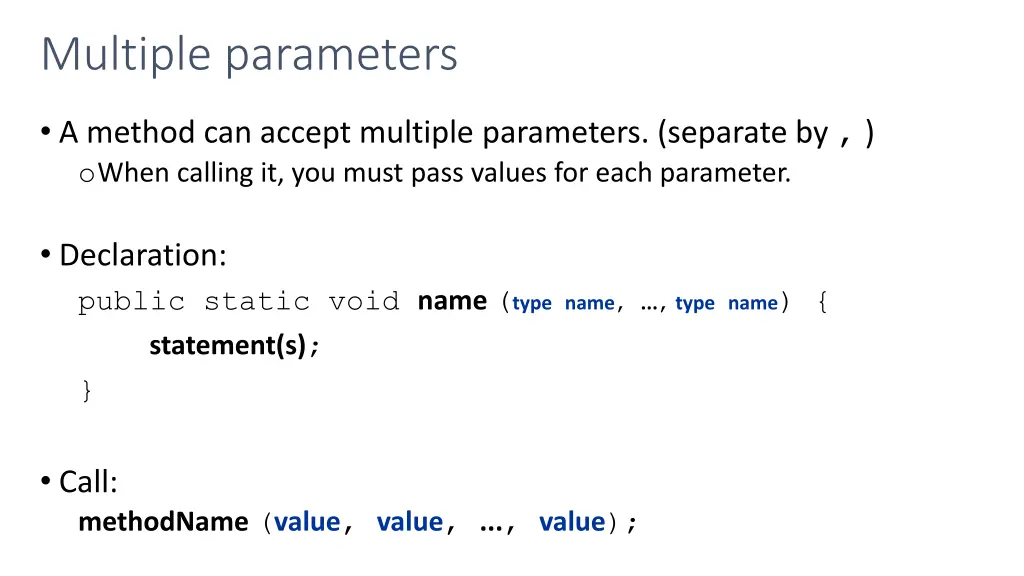 multiple parameters