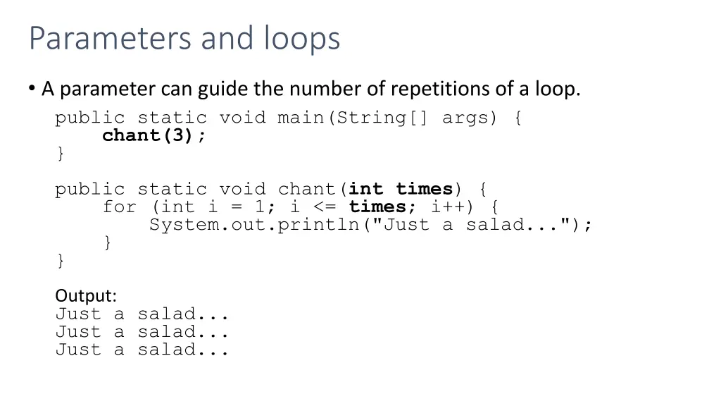 parameters and loops