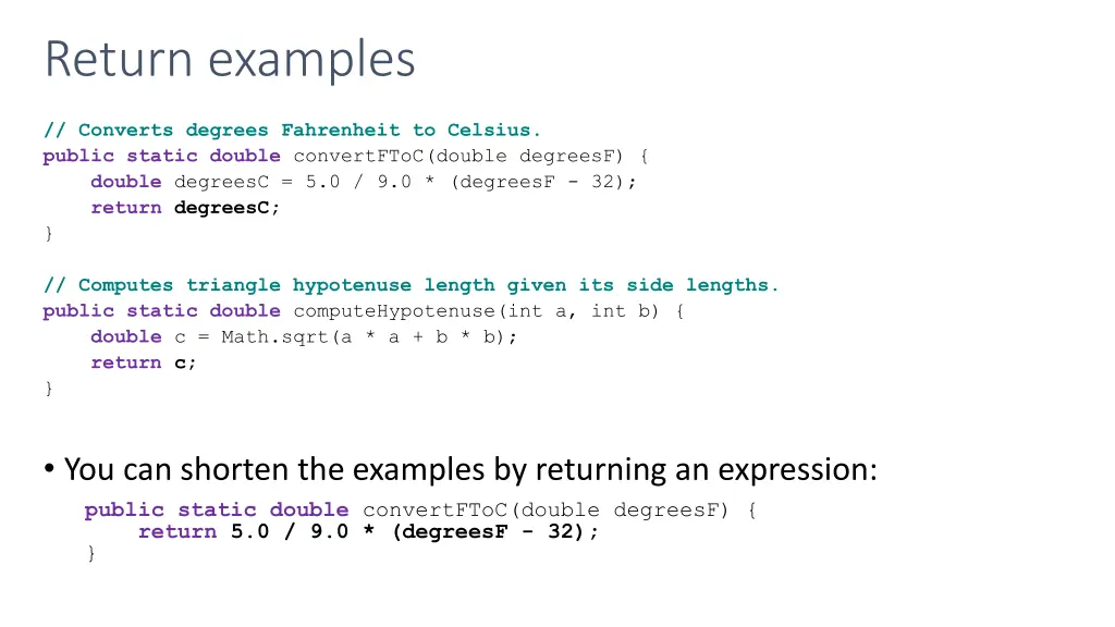 return examples