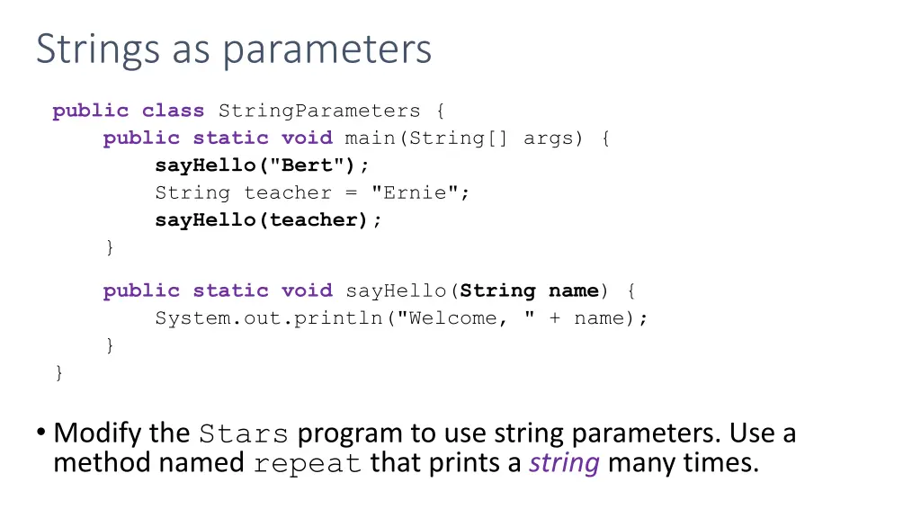 strings as parameters