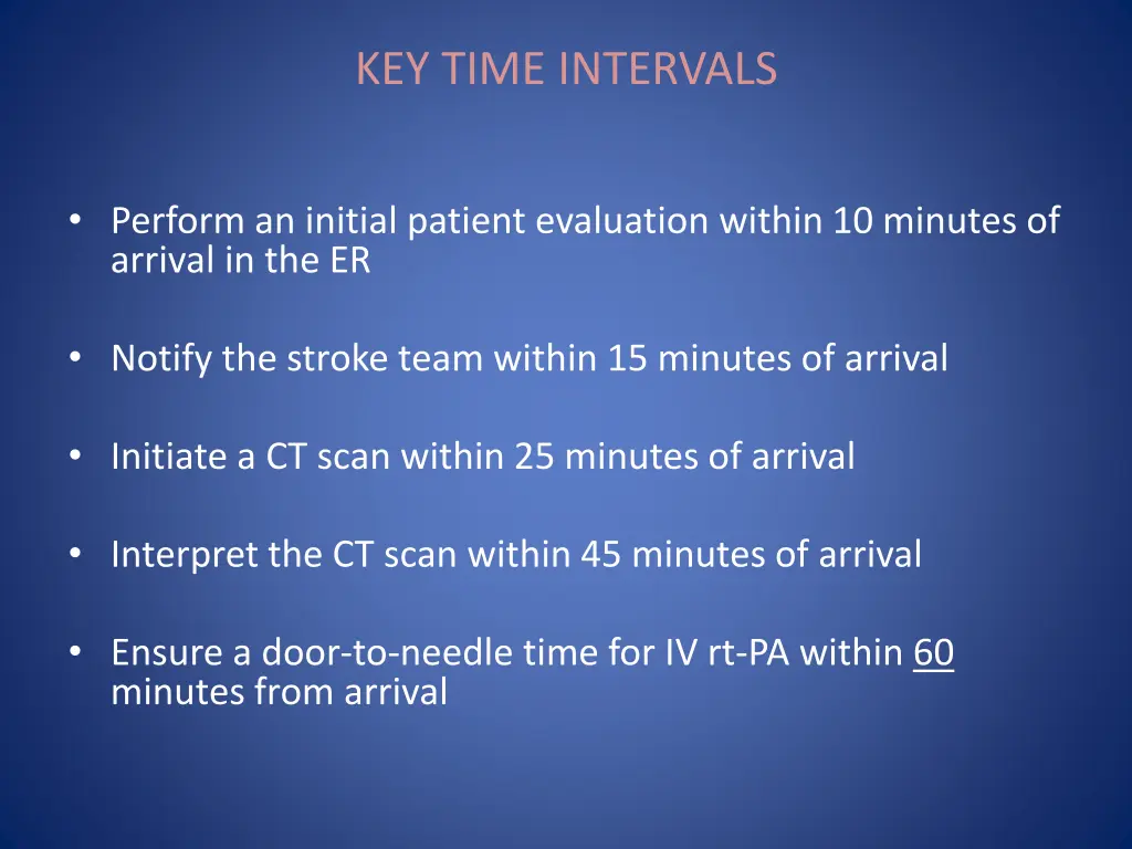 key time intervals