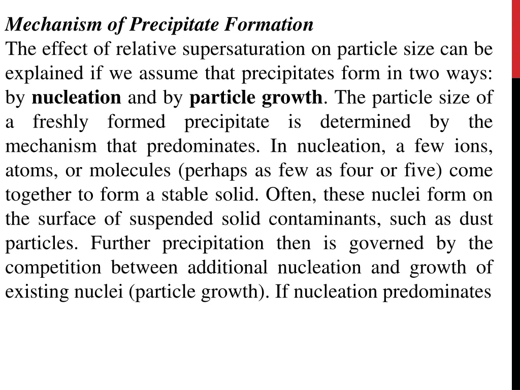 mechanism of precipitate formation the effect