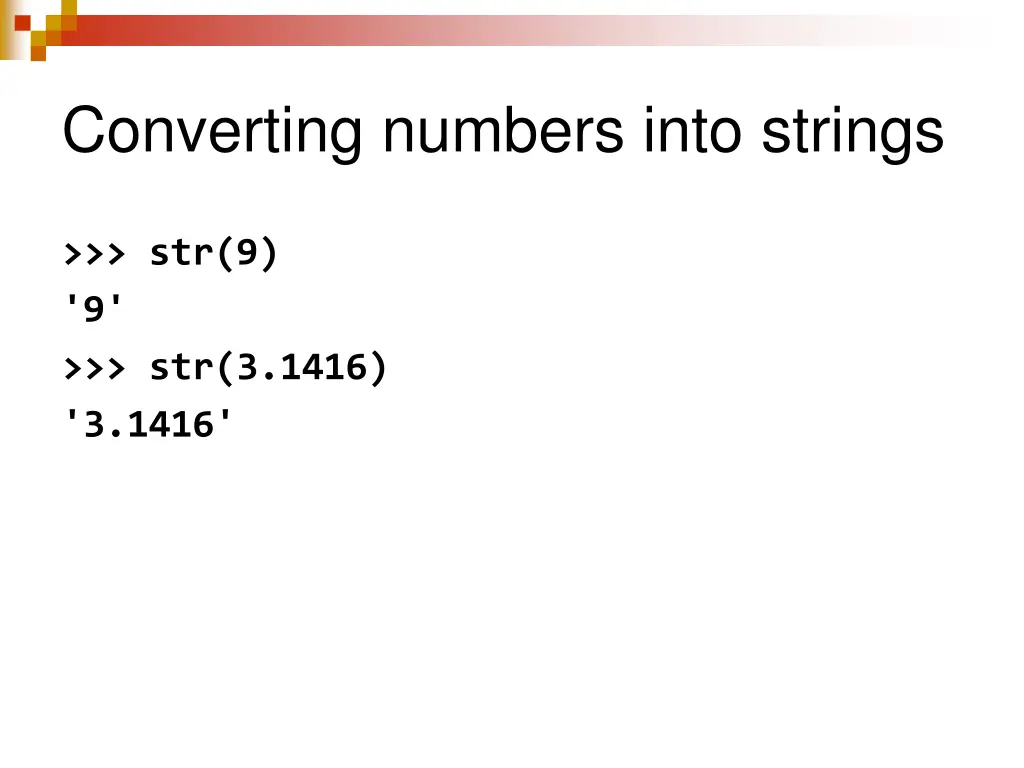 converting numbers into strings
